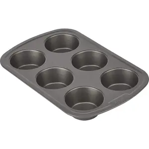 Everyday Muffin Pan Nonstick Warp-Resistant Carbon Steel Construction 6-Cup Gray