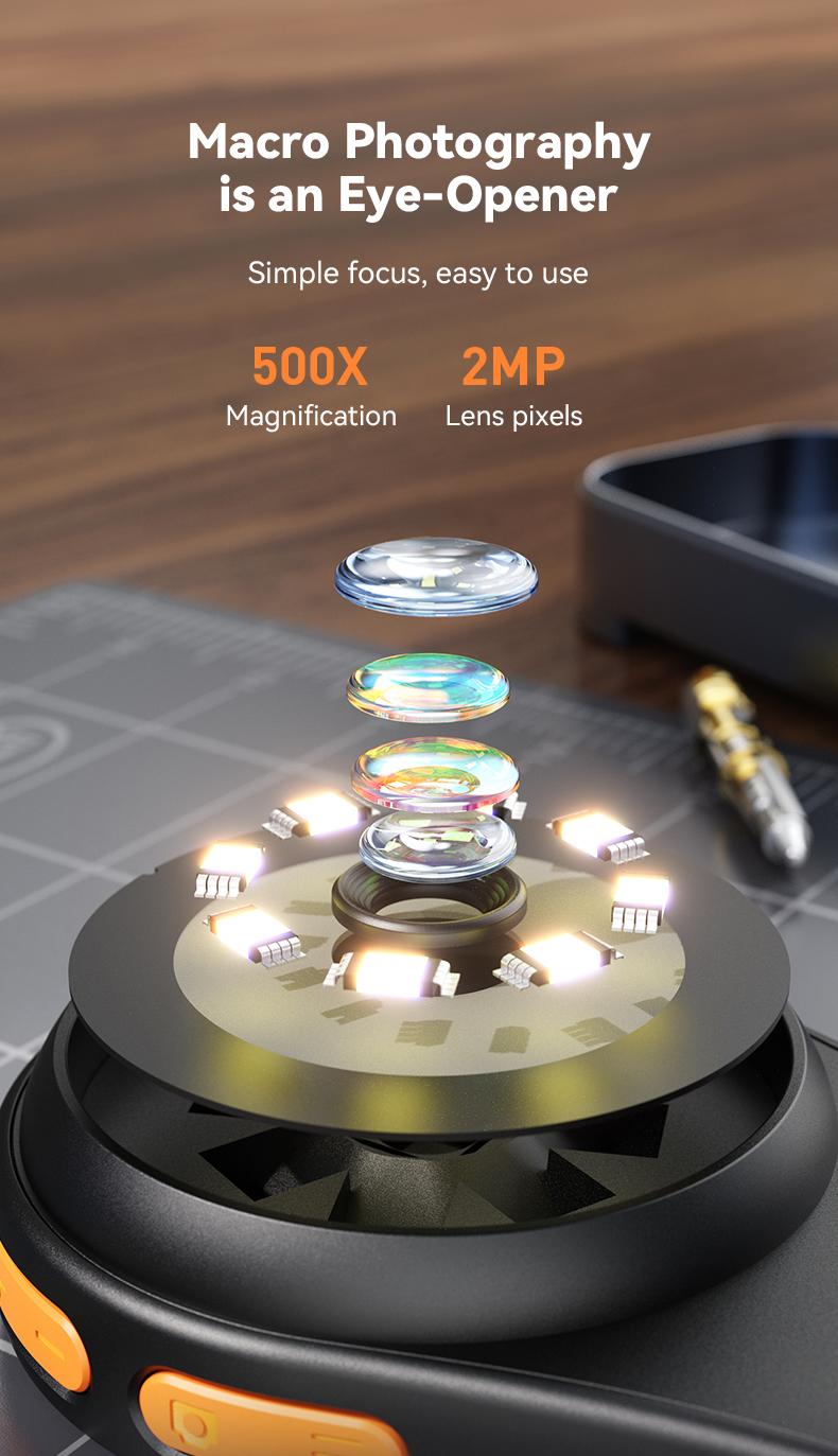 Portable Handheld Digital Microscope 400X Magnification 2MP HD Camera with Built-in Screen, USB Rechargeable Pocket Microscope for Electronic Repair, Soldering, Jewelry Inspection