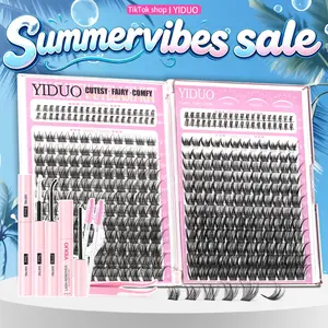 YIDUO Eyelash Cluster Kit | 3 Styles: Fairy, Wispy & Bottom Lashes | 5–16mm D-Curvature Individual Eyelash Extensions Individual Eyelashes Kit With Lash Bond and Seal, Remover, Tweezers & Eyelash Brush | Easy DIY at Home
