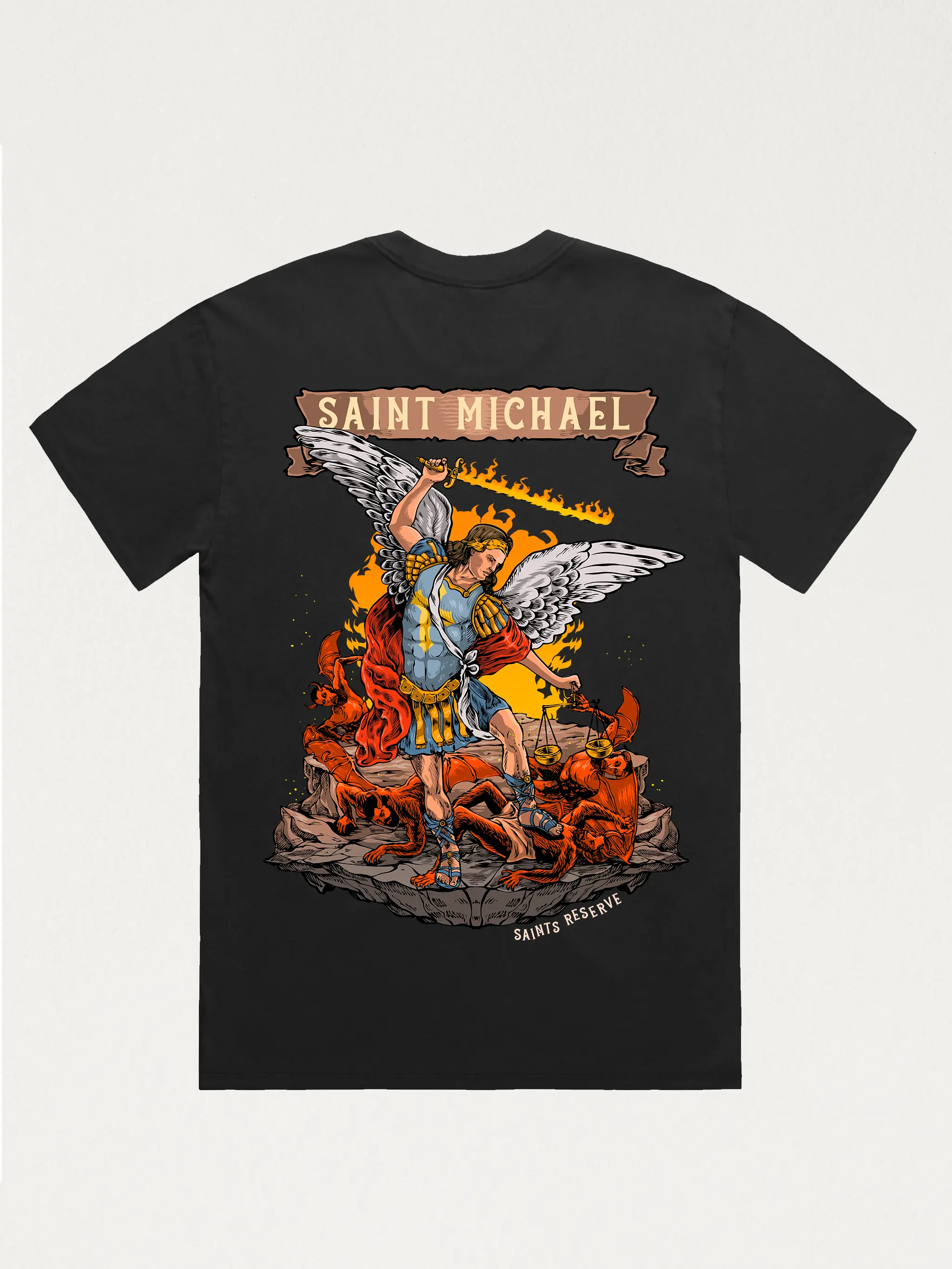 Saint Michael Archangel Graphic Tee – Catholic Streetwear + Free Rosary