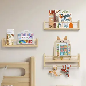 Solid wood wall-mounted shelf for books, newspapers, magazines, and file storage; wall-mounted organizer for notes and picture frames.