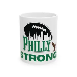 Philly Strong Ceramic Mug | Coffee Lover Gift, Sports Fan Mug, Football Mug, Motivational Cup, Eagles Merchandise
