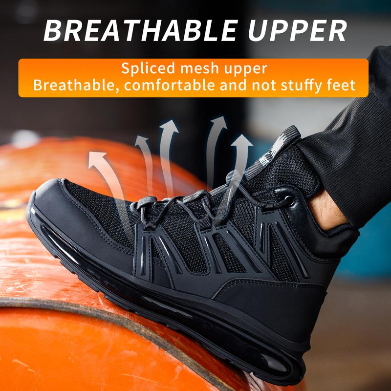 Men's Safety Boots Anti-Smash Steel Toe Anti-Puncture Kevlar Air Cushion Soft Sole Outdoor Construction Safety Boots Factory Work Shoes Autumn Winter Style