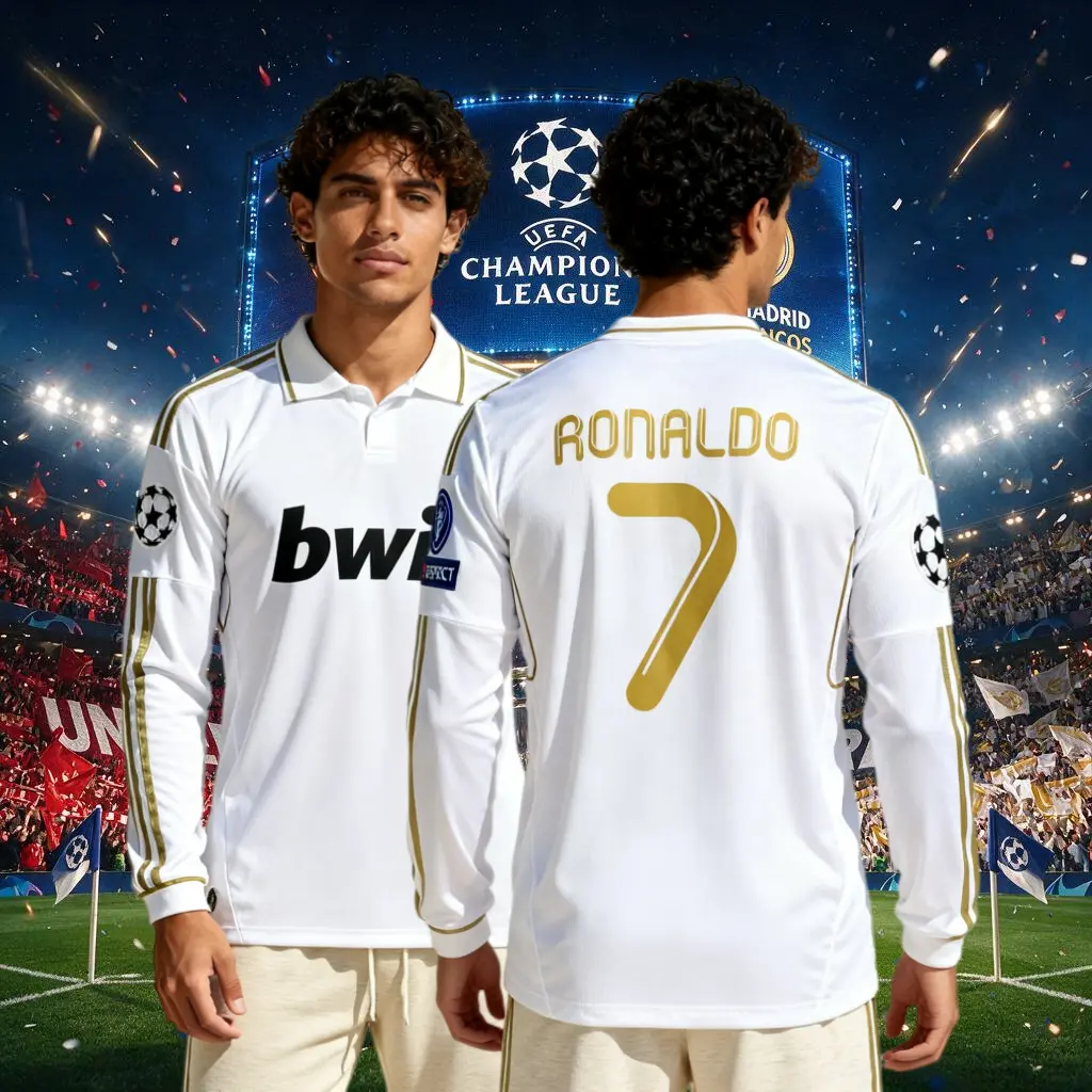 1112 Home White CR# 7 Long Sleeve Soccer Jersey