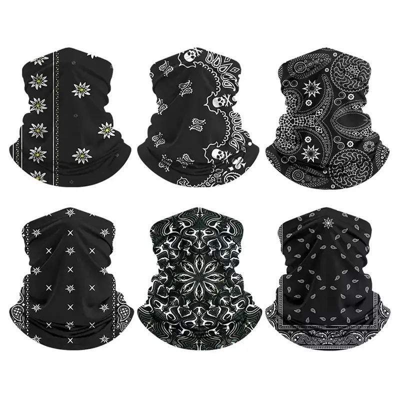 Unisex 6-Pack UV Protection Cooling Microfiber Neck Gaiter - Quick Dry, Sweat Wicking, Breathable, Snug-Fit, Stretchable Outdoor Face Cover for Adults, Keeps Hair Out of Face, Pirate-Style Cap Compatible Sports Headwear for Biking