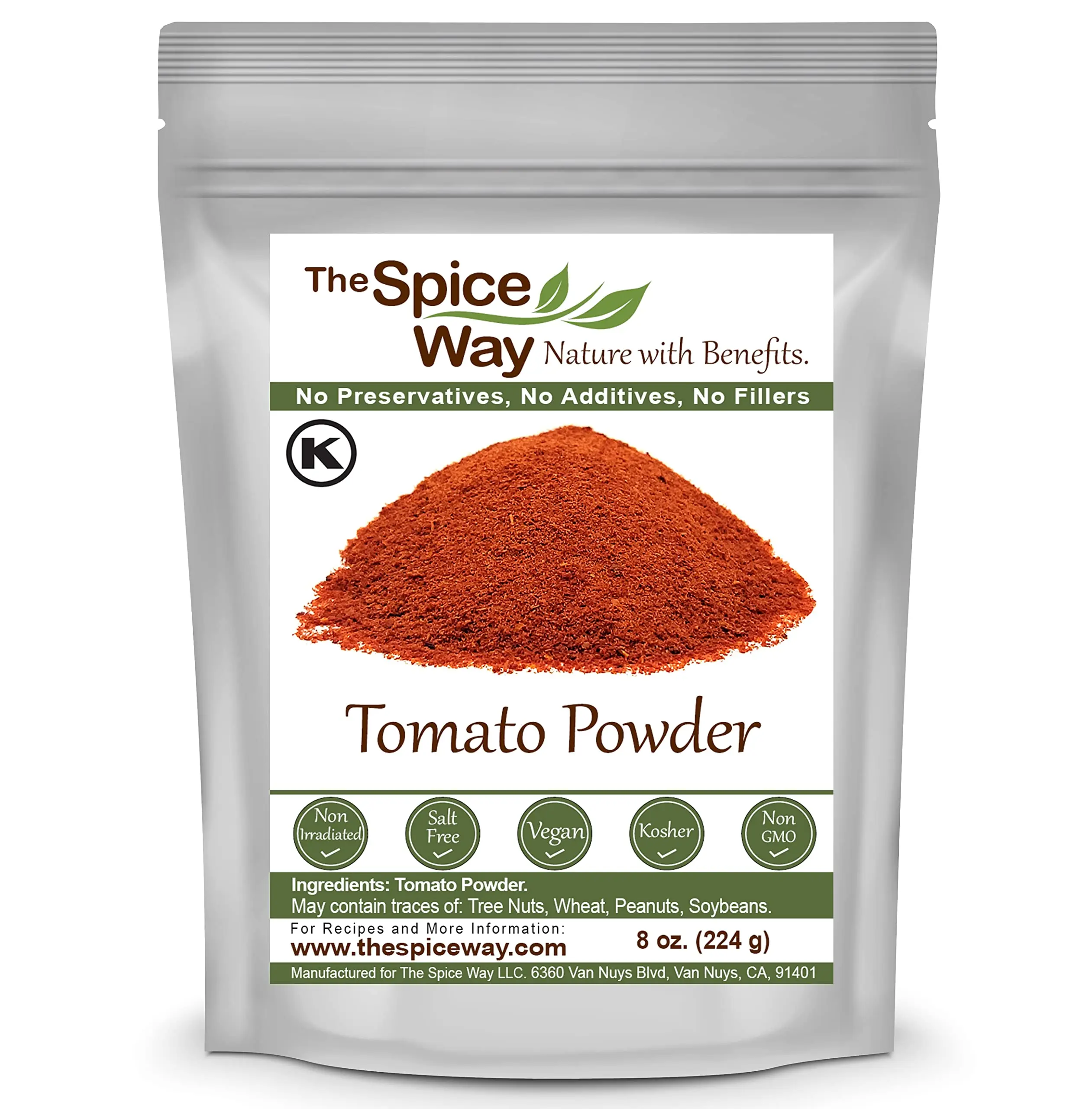 The Spice Way Tomato Powder - Dried Tomatoes in Powder Form for Cooking Flavor - No Preservatives, Salt-Free, Vegan, Kosher, Non-GMO