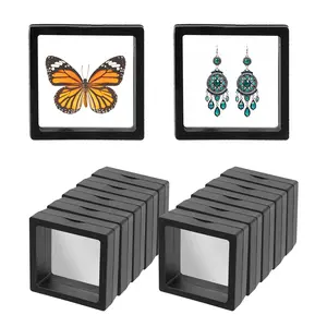 3D Floating Frame Transparent Display Box, Collectibles Showcase, Desktop Storage, Coin Samples, Jewelry Necklace Earrings Case, Holiday Gifts