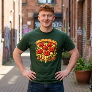 Pizza Smile Slice T-Shirt — Pepperoni Smiley Graphic Tee