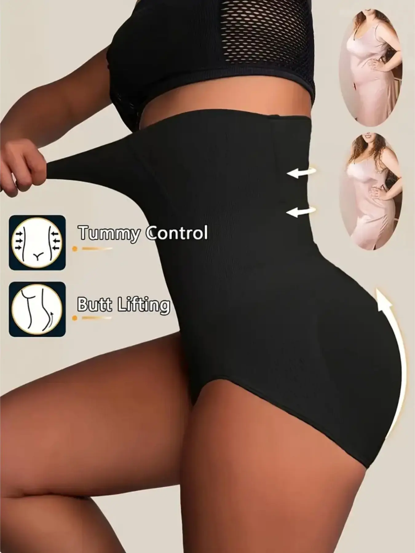 Seamless High Waist Shaping Panty, Ruched Tummy Control Shapewear for Women, Casual Minimalist Slim Fit Trousers, Elastic Waist, All Seasons, Tummy Control Shapers, Tummy Tuck Shaper