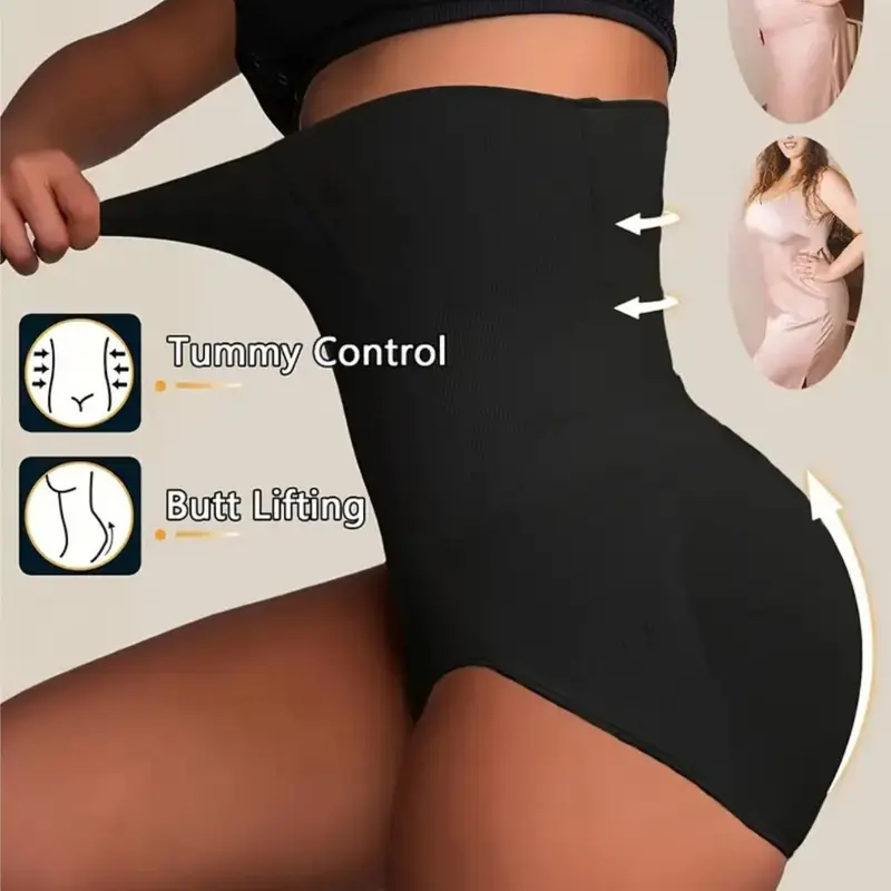 Seamless High Waist Shaping Panty, Ruched Tummy Control Shapewear Clothing for Women, Casual Minimalist Slim Fit Trousers, Elastic Waist, All Seasons, Tummy Tuck Shaper