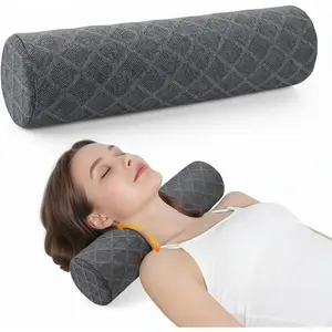 Memory   Roll Pillow,Support Pillows for Sleeping 3.1in H Small Round Circle Pillow,Cylinder Pillows for     Yoga  (Gray S)
