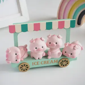 4-piece reusable silicone mold set, suitable for resin, plaster, clay, and candle making - including sitting pig, lying pig, and cartoon animal shapes, can be used for DIY handmade soap, wax products, birthday gifts, and car micro decorations