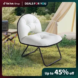 [Dealsforyoudays] Ebello Folding Faux Leather Accent Chair - Waterproof Easy Clean Foldable Comfy Reading Chair for Living Room Bedroom - Portable Chair for Balcony Garden Picnic, Metal Frame