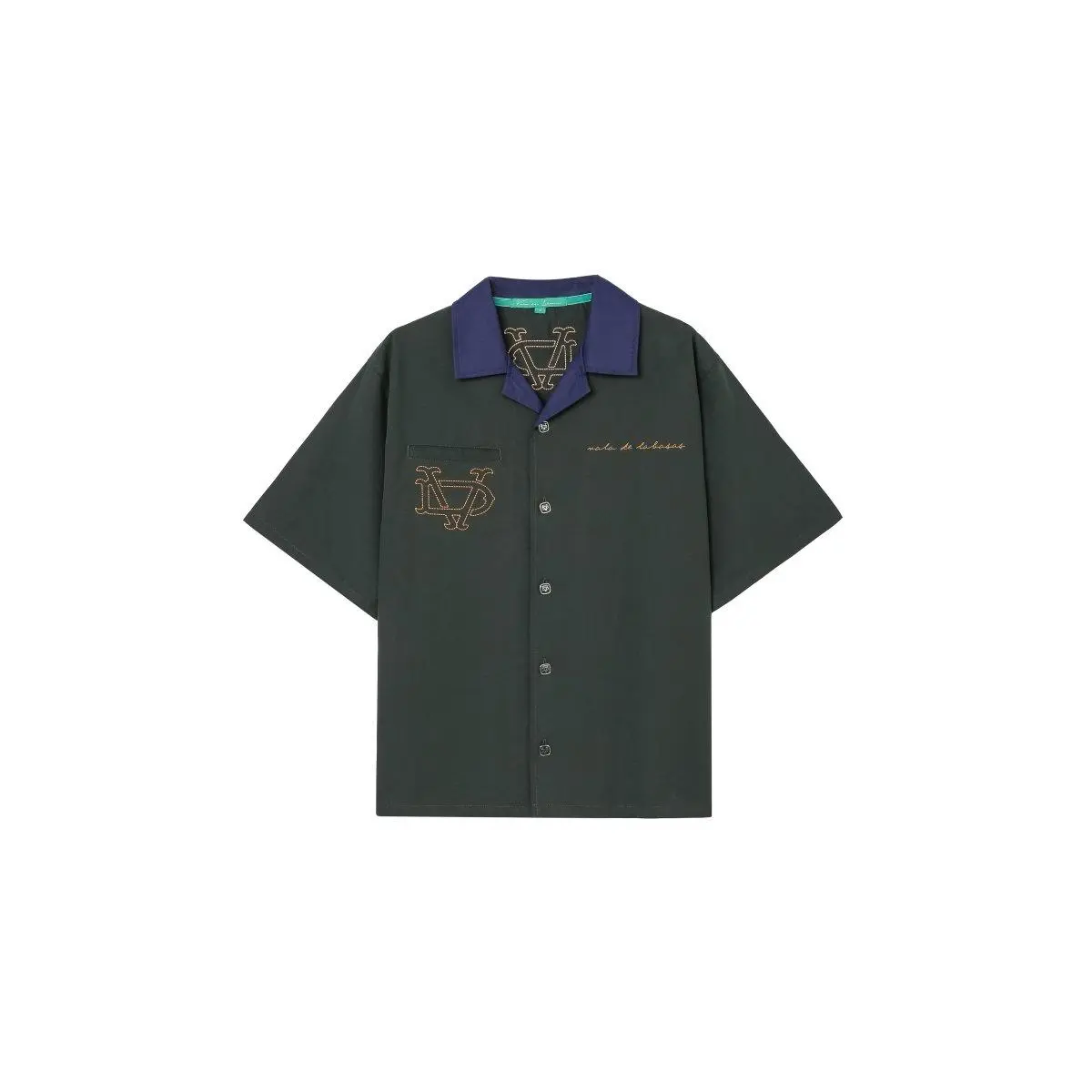 Men's Green Fitted Tailored Button Down Shirt - Breathable Cotton Blend Fabric, Collared Neck, Custom Logo Embroidery, Menswear Casual Daily Wear Top