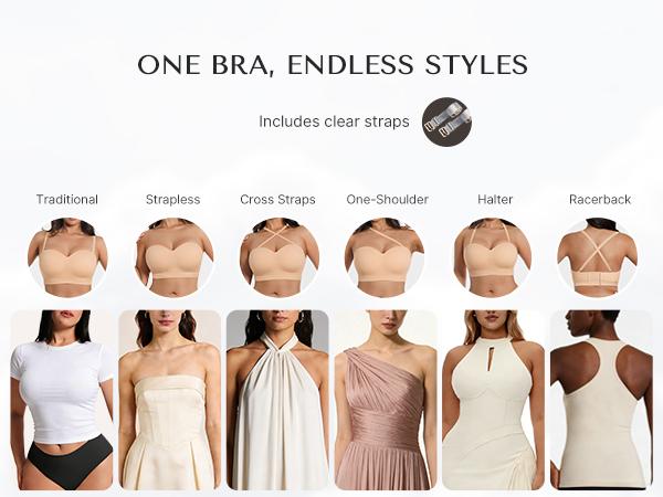SHAPELLX Bare Essentials AirSlim VersaFit Seamless Strapless Non-slip Wire-free Versatile Bra SHAPELLX Bare Essentials AirSlim VersaFit Seamless Strapless Non-slip Wire-free Versatile Bra