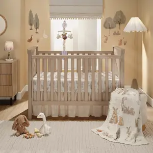 Lambs & Ivy Signature Bunny Hop Organic Cotton Muslin 3-Piece Crib Bedding Set