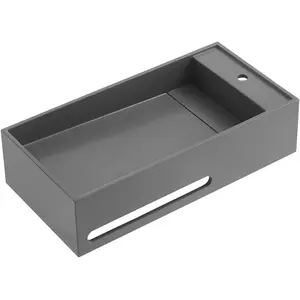 32 in. Wall-Mount Solid Surface Bathroom Sink with Built-in Towel Bar in Matte Gray