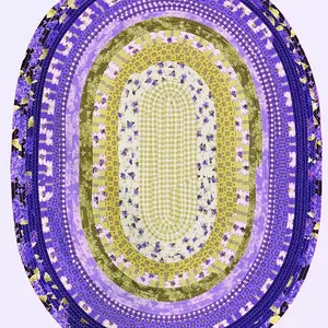 Lavender Quilted Oval Rug – Purple & Yellow Fabric Accent Mat