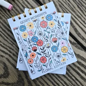Quiet Moments Floral Edition Pocket Size coloring book for Adults and Kids. Mini Coloring Book.