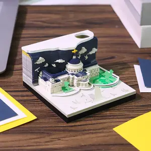 Delicate and Exquisite St. Paul's Church! A Hand-Torn 3D Paper Sculpture, Notebook, Can Be Used as a Pen Holder, Office Decoration, Home Decor, Paper Ornament, Approximately 168 Pages, Comes with Display Box, Suitable for Birthdays and Holiday Gifts
