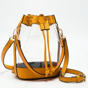 Clear Bucket Bag  Crossbody Shoulder Stadium Bag with Adjustable Strap