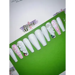 White Temptation Long Press on Nail Sets