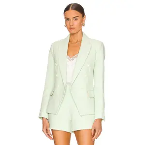 L'AGENCE Kenzie Double Brested Blazer in Soft Mint