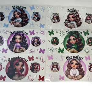 Zodiac UVDTF Bundles- 12 Wraps of Personalized Drink Wraps for 16oz Cups - Multicolor Decorative Stickers