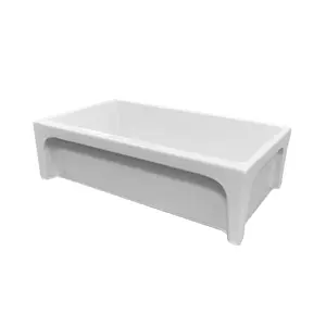 36 Inch White Fireclay Reversible Apron Farmhouse Sink with Concave Front