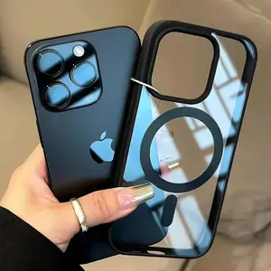 New Black Transparent Magsafe Magnetic Case for iPhone 17 Air 17 16 15 14 13 12 11 Pro Max Wireless Charging Acrylic Hard Protect Cover Protective Smartphone