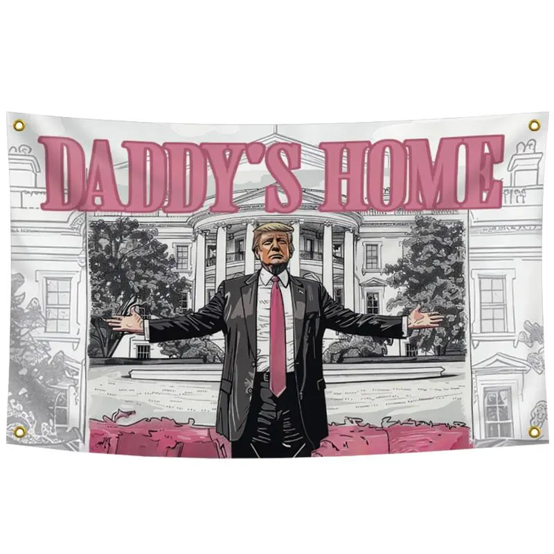 3x5 Ft TRUMP DADDY'S HOME White House Fabric Tapestry, Living Room Wall Decor, Indoors Party Decor Backdrop Banner for Home Supplies