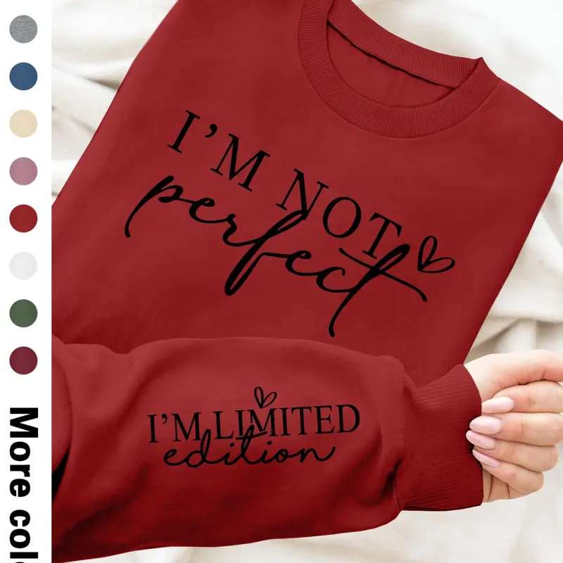 Women's Letter Print Round Neck Drop Shoulder Cozy Sweatshirt Tops, Casual Warm Sweatshirt, Casual Long Sleeve Crew Neck Pullover for Fall & Winter, Women's Clothes for Daily Wear, Womenswear