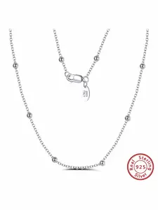 Minimalist 925 Sterling Silver Satellite Cable Chain Necklace, Unisex Beads Basic Clavicle Chain Jewelry for Men & Women, Minimalist Chain Necklaces