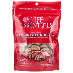 Cat-Man-Doo Life Essentials, Freeze Dried Sirloin Beef Nuggets, For Cats and Dogs, 3 oz (85 g)
