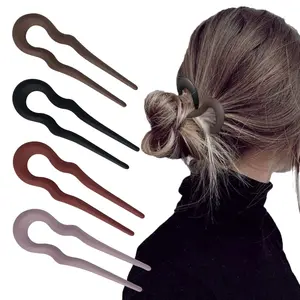 5.1Inch U Shaped Hair Fork Frosted French Hair Pin for Women Girls(pack of 4)
