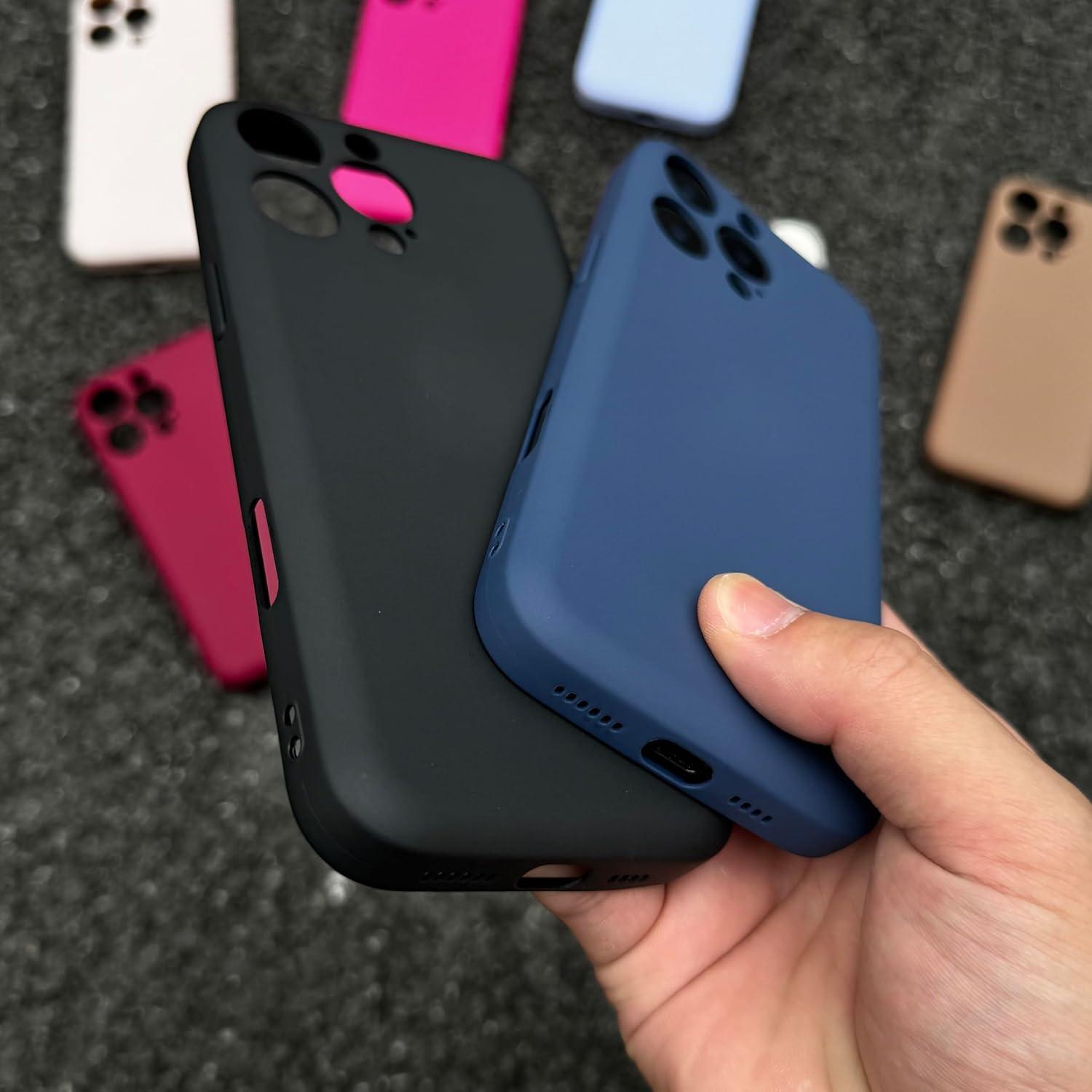 【Buy One Take One】Solid Color Matte Silicone iPhone Case, Slim Soft Shockproof Anti‑Slip Anti‑Yellowing Protective Cover, Black for 17 16 15 14 13 12 11 X/XS/XR/XS Max Pro Pro Max Plus Air Perfect Gift for Her/Him