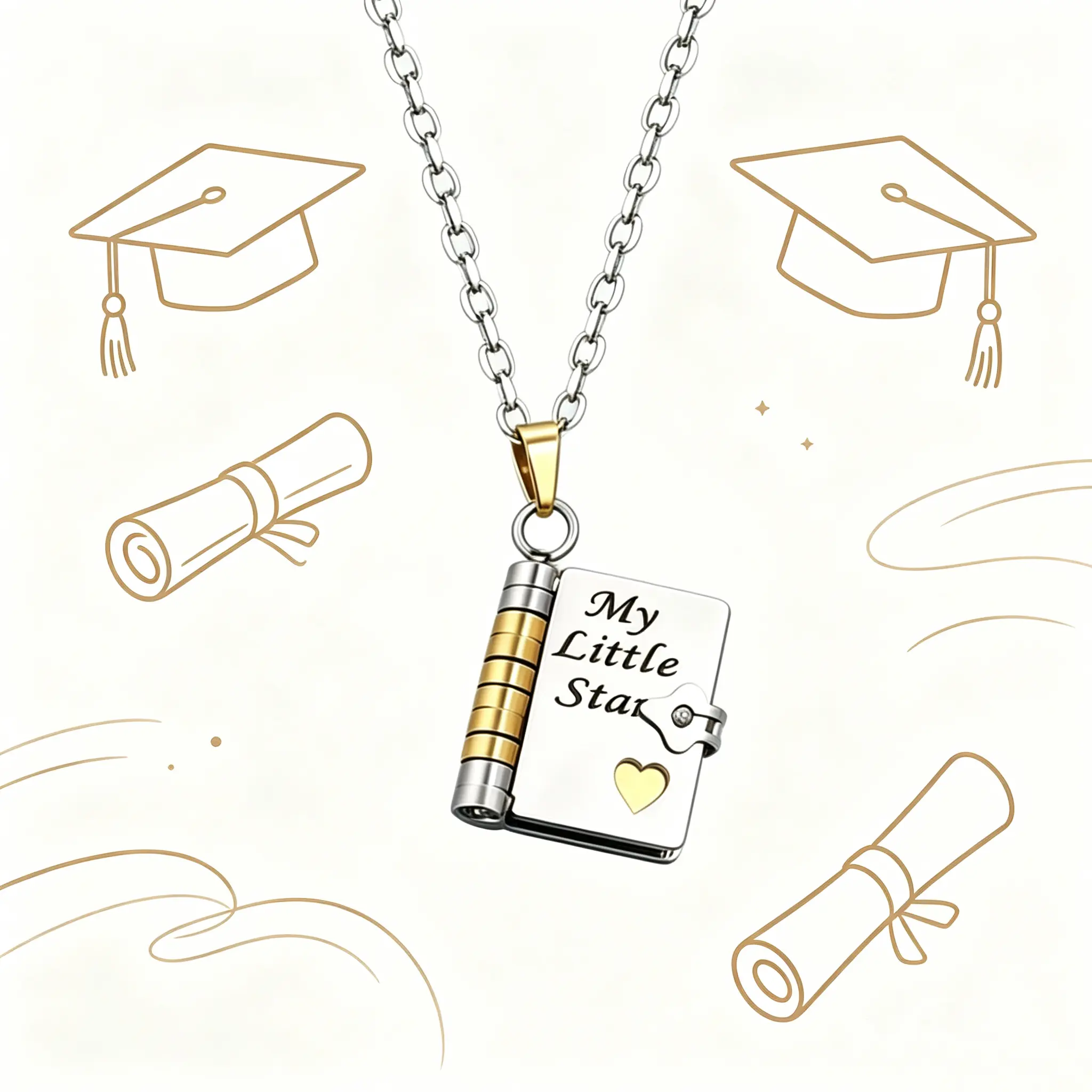 My Incredible Daughter Book Necklace for Daughter Gifts from Mom Dad, Necklaces for Women Openable with 6 Pages of Engraved Information Birthday Day Gift Graduation Gift for Love,Graduation Gifts for Her 2026