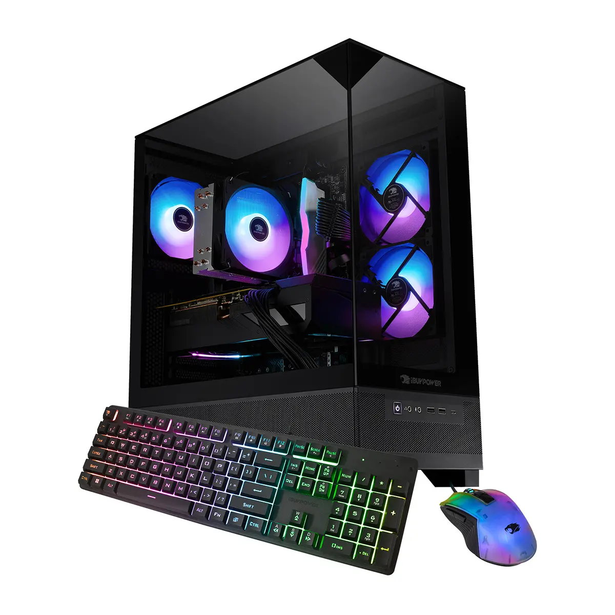 iBUYPOWER Element SE ESA7R9601 RGB Lighting Tower Form Gaming Desktop Computer - AMD Ryzen 7 8700F 4.1GHz, 16GB RAM, 1TB SSD, AMD Radeon RX 9060 8GB, Windows 11 Home, Black