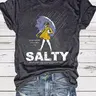 【Black Friday】Women's Trendy Umbrella & Girl Print Round Neck Tee, Vintage Fitted Short Sleeve T-shirt for Daily Wear, Street Style Graphic Top, Womenswear, Ladies Summer Clothes