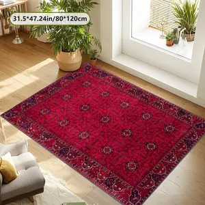 Afghan Traditional Totem Bottom Pattern Print Rug, Soft Comfort Velvet Carpet, Home Decor for Living Room, Bedroom, Coffee Shop, Home Decorative Rug