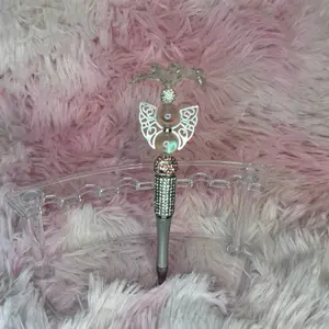 J1 - Pink and Silver Butterfly Rhinestone Beaded Pen [Premade]