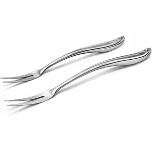 Stainless Steel Carving Fork Set (2 Sizes) – Ergonomic Curved Handle, Heavy Duty Meat Forks for BBQ, Roasting, Turkey, Steak & Serving – Dishwasher Safe