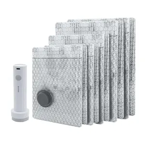 15-Pack Vacuum Storage Bags with 140L/Min Rechargeable Pump, Fast Air Removal for Suitcase Packing