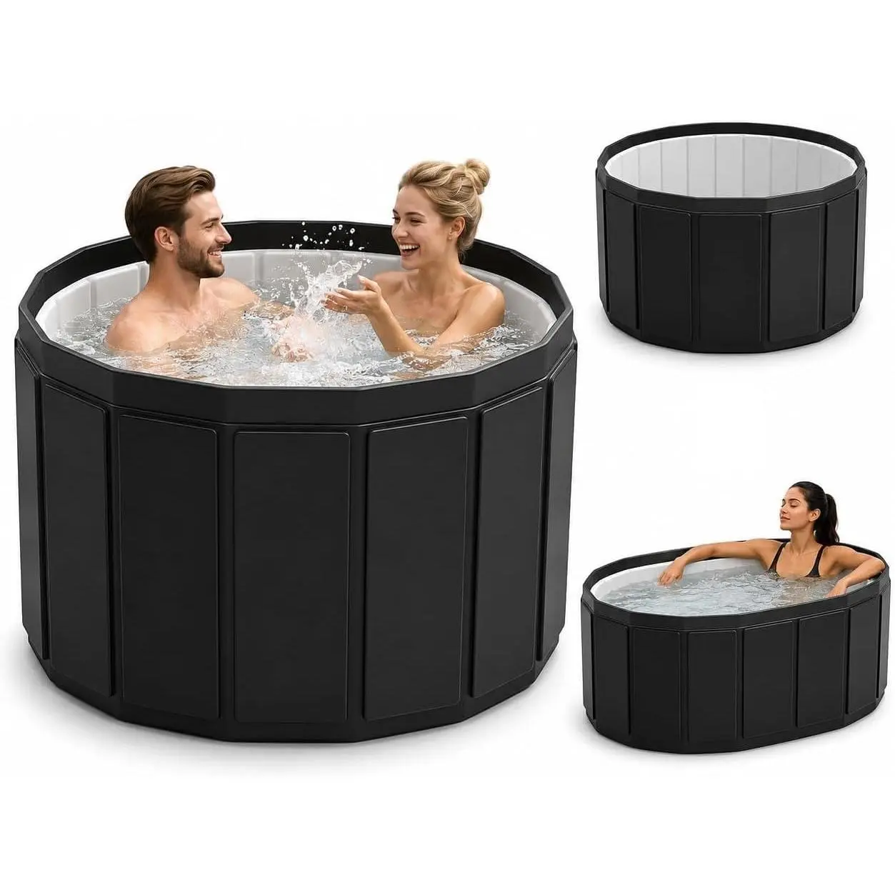Portable Bathtub for Adult, Foldable Soaking Bathtub for Hot SPA&Ice Bath, Foldable Small Bathtub collapsible bathtub for Bathing, 6-layer Insulated portable tub,Space-Saving (black 41.3X26.6 IN)