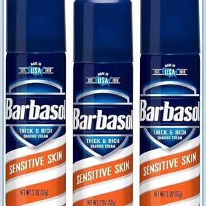 Barbasol Thick & Rich Shave Cream for Sensitive Skin 2 oz Pack of 3 Made in USA 1919