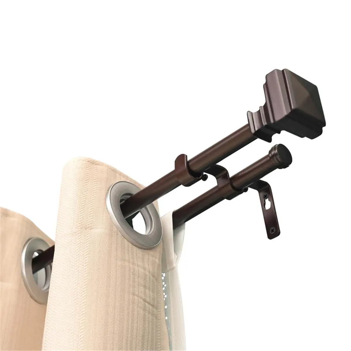 212 MAIN Wall Mounted Telescopic Double Curtain Rod Set - 5/8-Inch Diameter, Adjustable Curtain Rods That Extend from 48 to 86 Inches, Oil Rubbed Bronze Window Treatment, Telescopic Curtain Rod