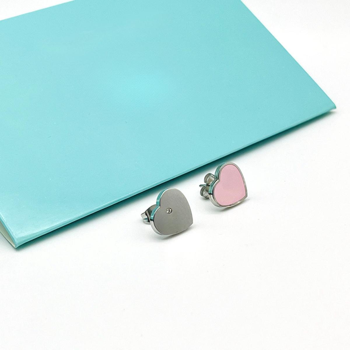 Luxury Reversible Heart Stud Earrings for Women, Sophisticated Double-Sided Enamel Statement Earrings, Premium Craftsmanship Timeless Ear Accessory for Daily Formal Wear, Trending Jewelry Gift