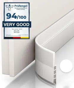 Door draft stoppers for bottom of door - NEW premium door sweep / door seal strip (save energy – installs quickly and easily) door weather stripping, ideal for keeping out cold (1x40" white)