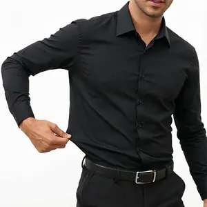 Men's polyester and spandex shirt, long-sleeved formal shirt, lightweight and breathable, comfortable and versatile, suitable for casual occasions such as beach vacations, summer parties, and weddings. Button-down collar design, classic collar style.
