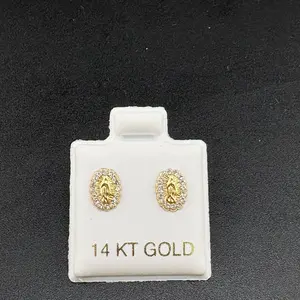 Gold 14k causal earrings Virgin Mary design